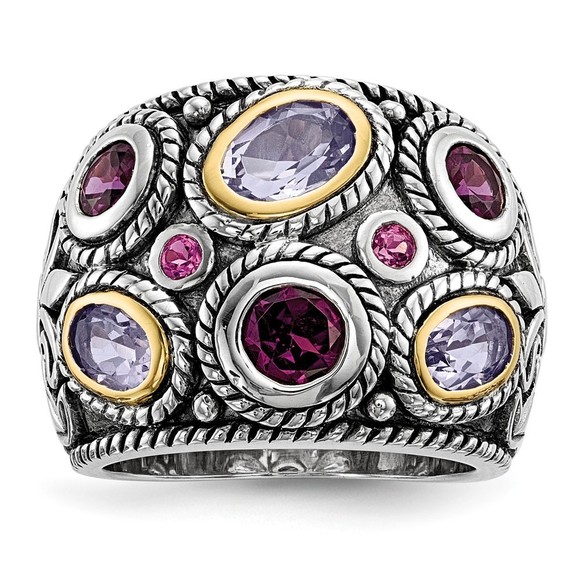 Sterling Silver 14k Pink Qrtz Rhodolite Pink Tourmaline...